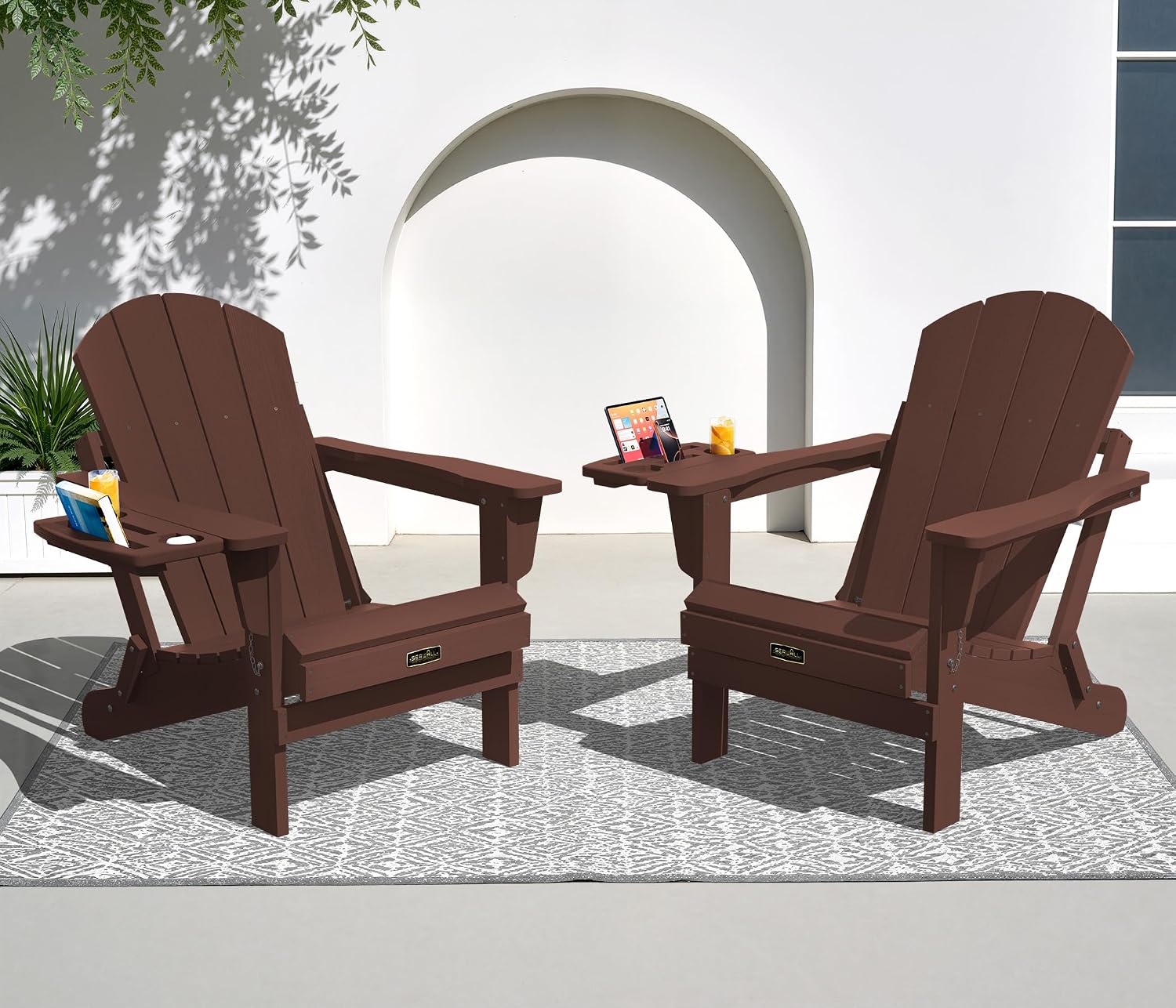 Outdoor Furniture Fire Pit Set - Juego de 2 Sillas Plegables Adirondack,