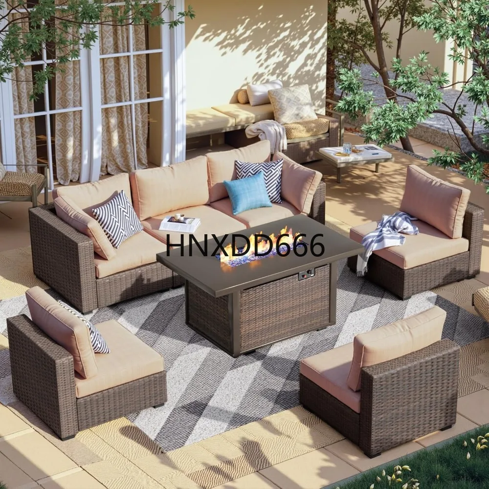Outdoor Furniture With Fire Pit Table - Conjunto de Muebles de Patio de