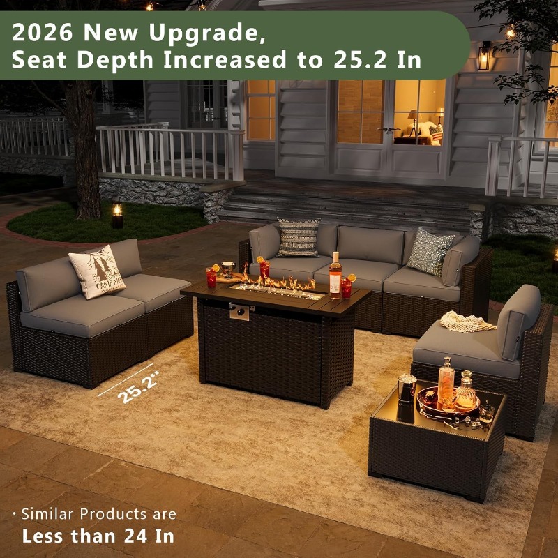 Outdoor Furniture With Fire Pit Table - Juego de Muebles de Patio Aoxun