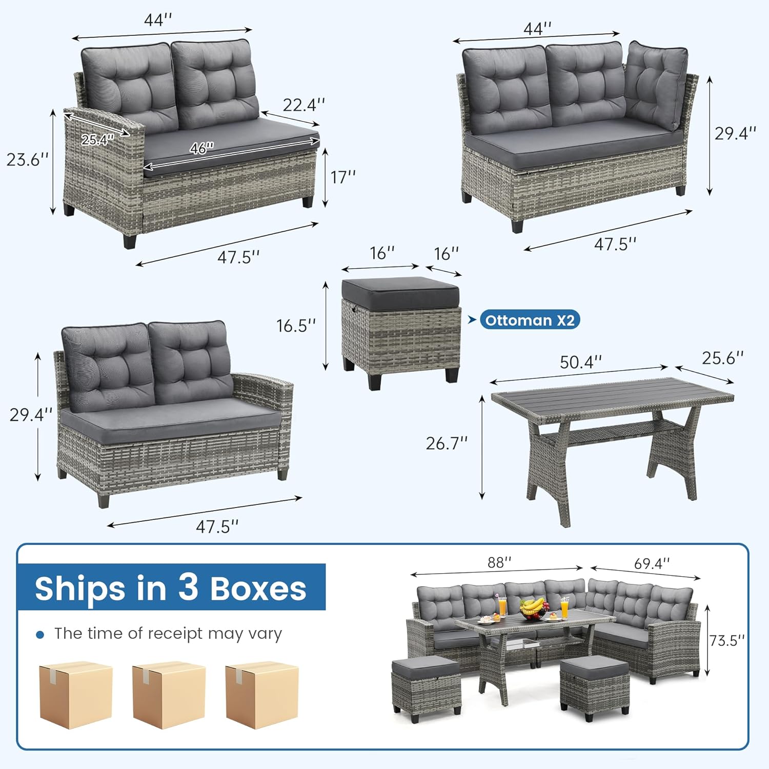 Juego de muebles de patio de 6 - Outdoor Furniture Dining Set reseña y precio