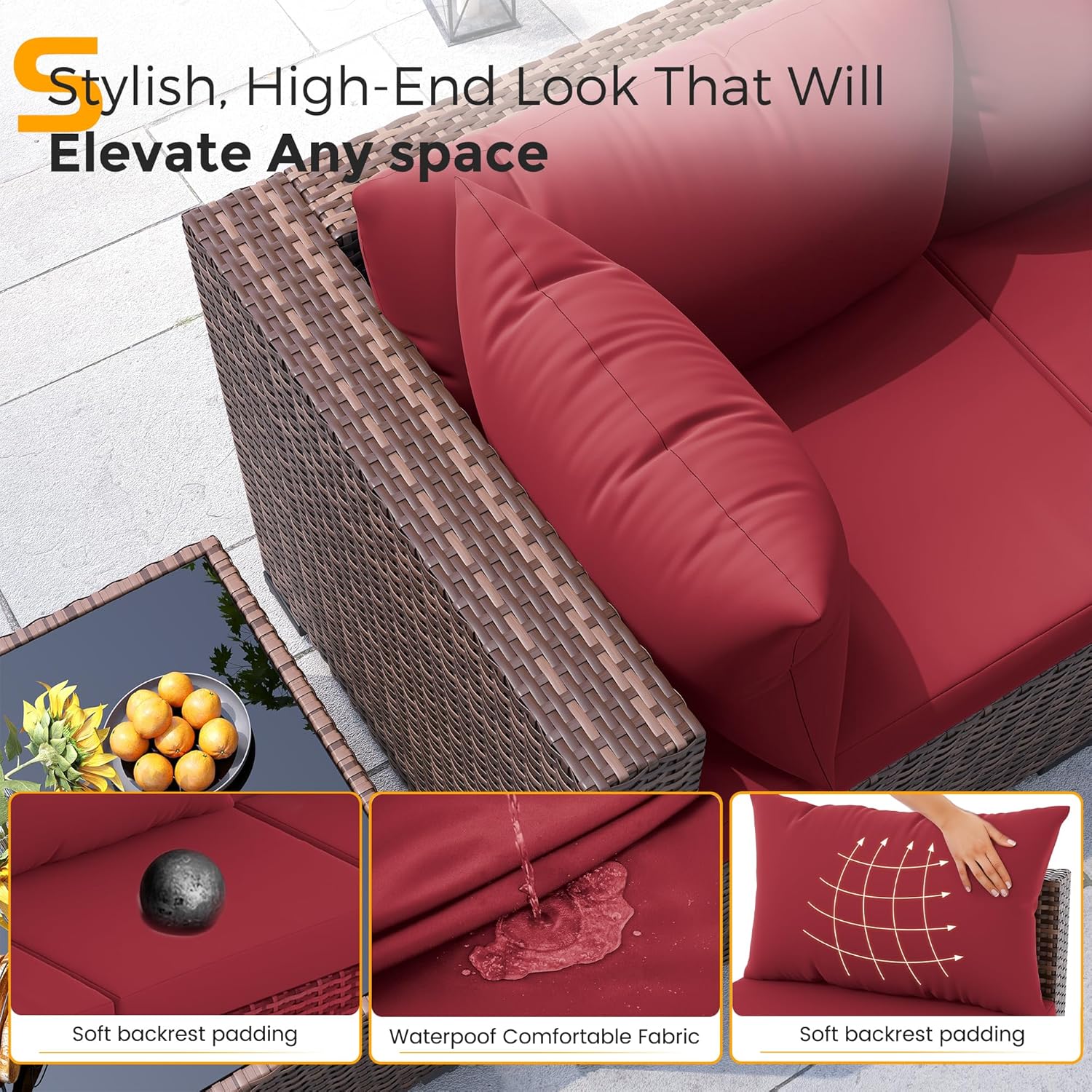 Conjunto de 8 piezas de sofá s - Outdoor Furniture With Fire Pit Table reseña y precio