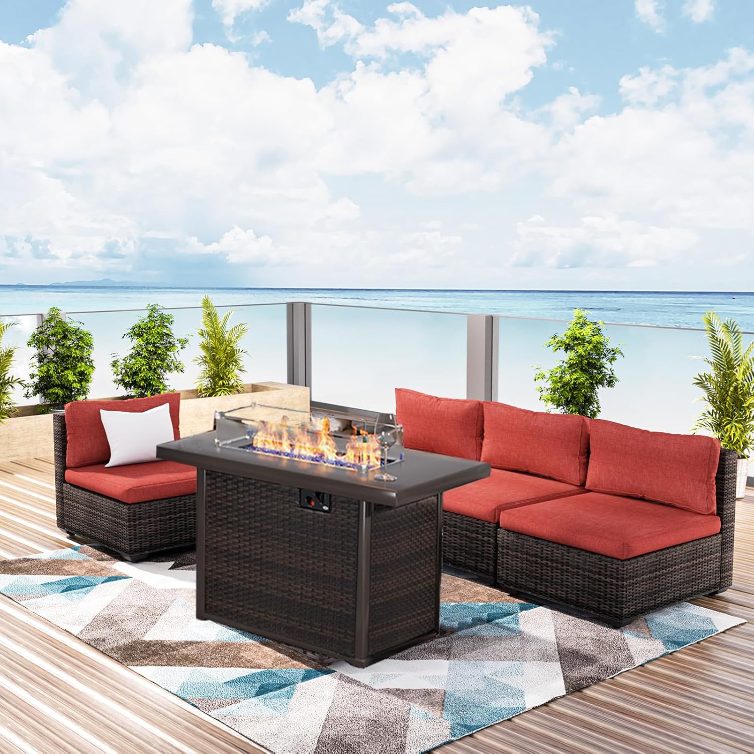 Conjunto de Muebles de Patio c - Outdoor Furniture With Fire Pit Table reseña y precio