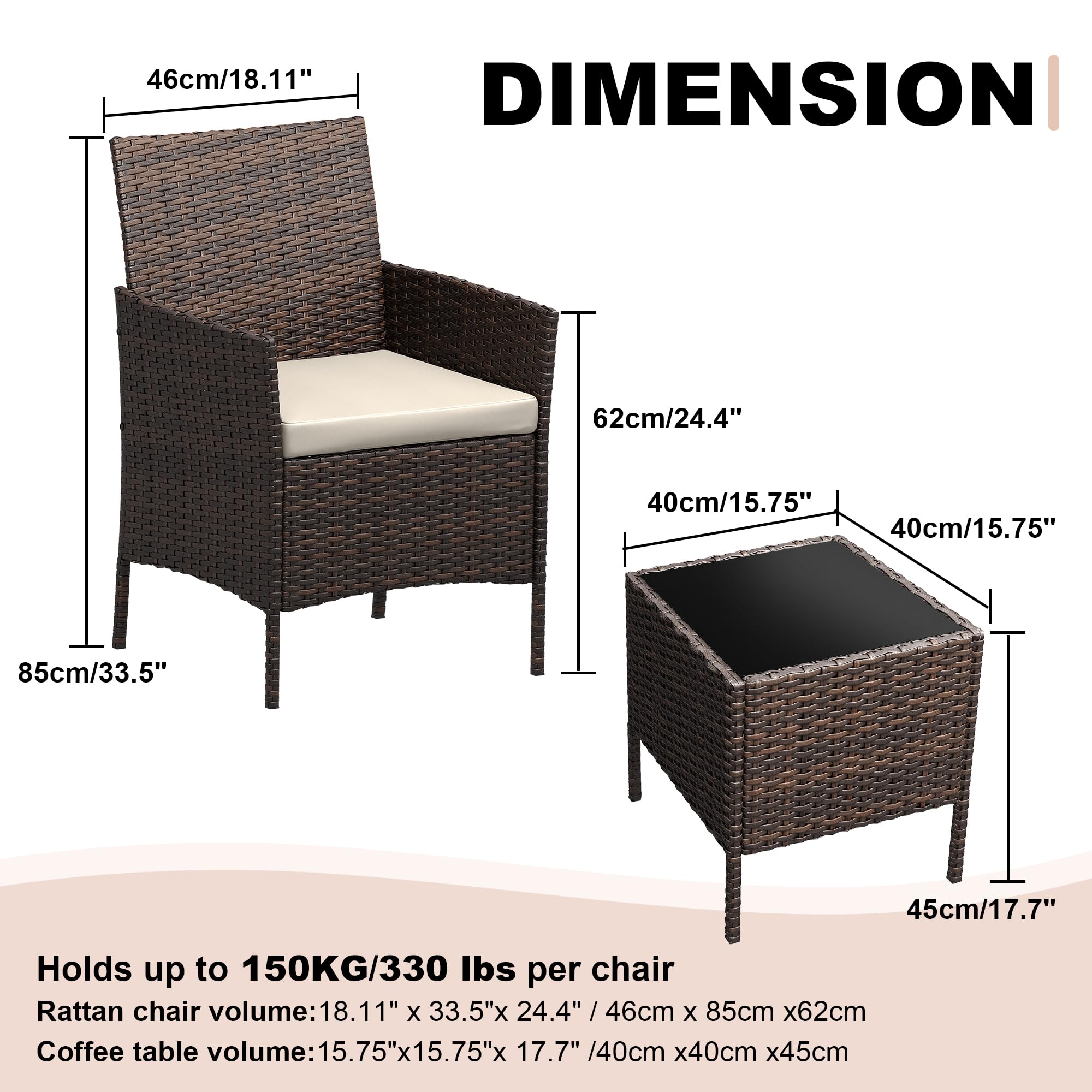 Juego de Muebles de Patio de 3 - Outdoor Furniture Upholstery reseña y precio