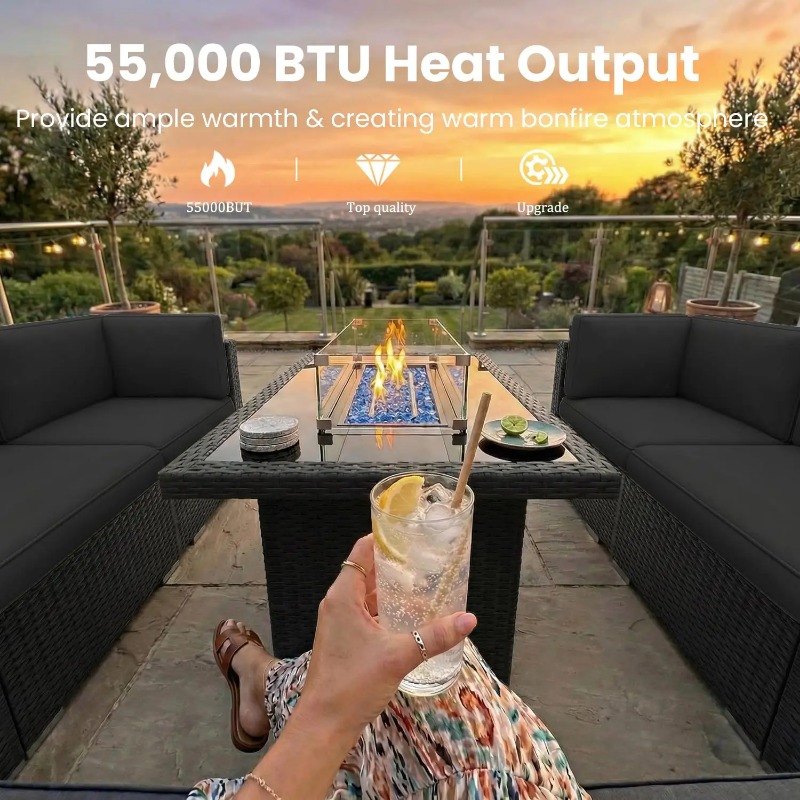 Juego de Sofás Seccionales de  - Outdoor Furniture With Fire Pit Table reseña y precio