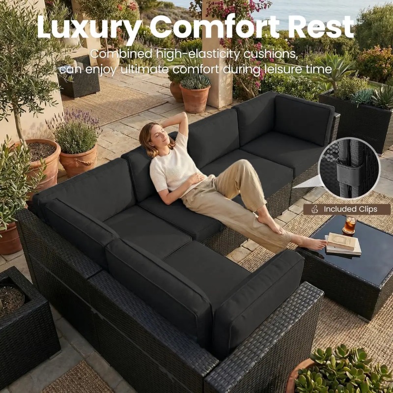 Juego de Sofás Seccionales de  - Outdoor Furniture With Fire Pit Table reseña y precio