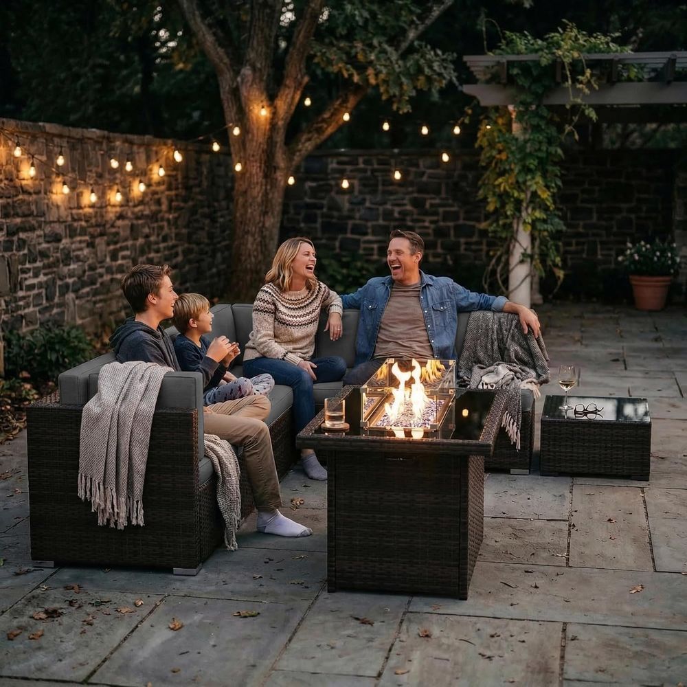 Conjunto de Muebles de Patio d - Outdoor Furniture With Fire Pit Table reseña y precio
