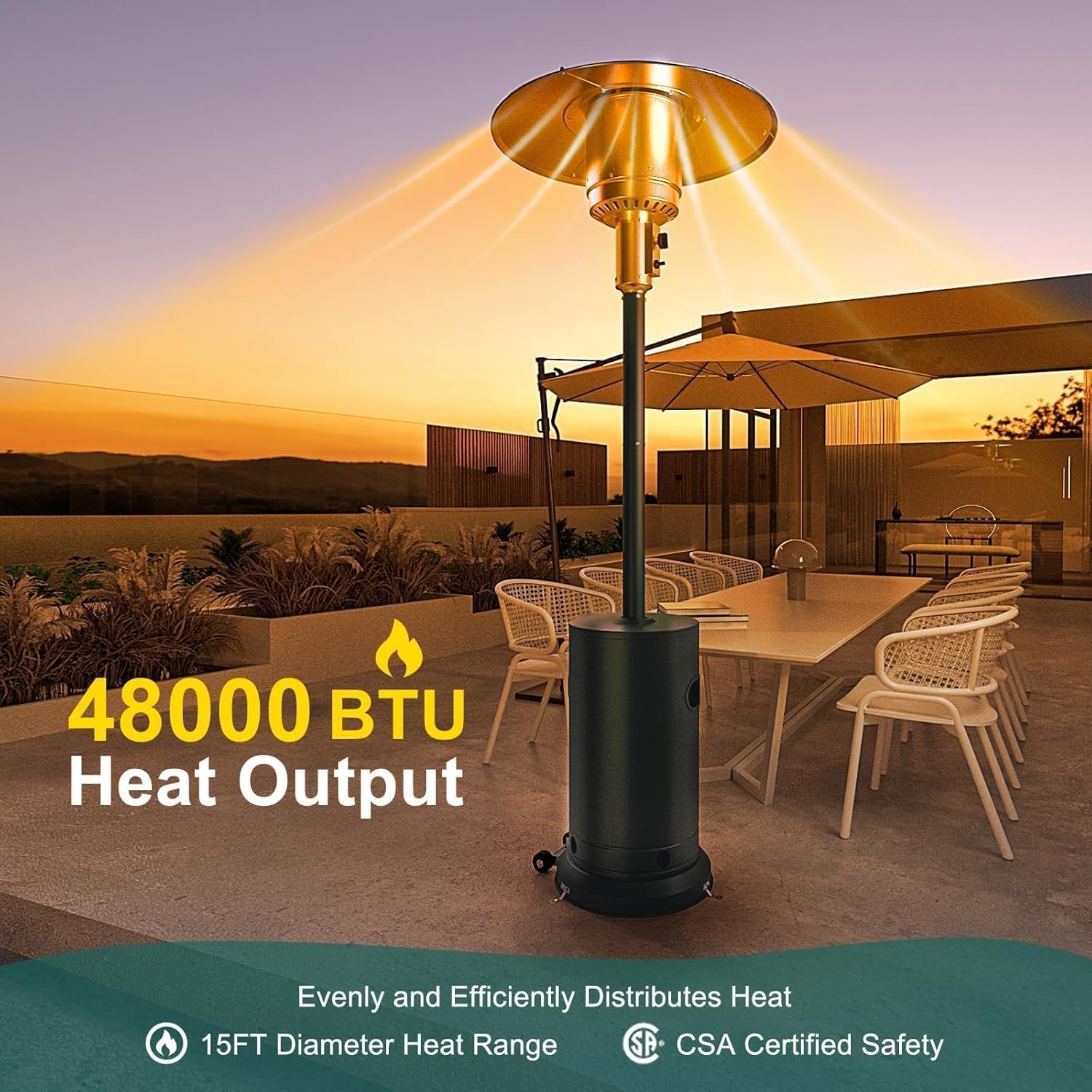 Lámpara de calor para exterior - Patio Heater Standing reseña y precio