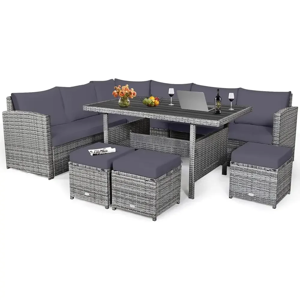 Juego de Muebles de Ratán Gris - Outdoor Furniture Dining Set reseña y precio