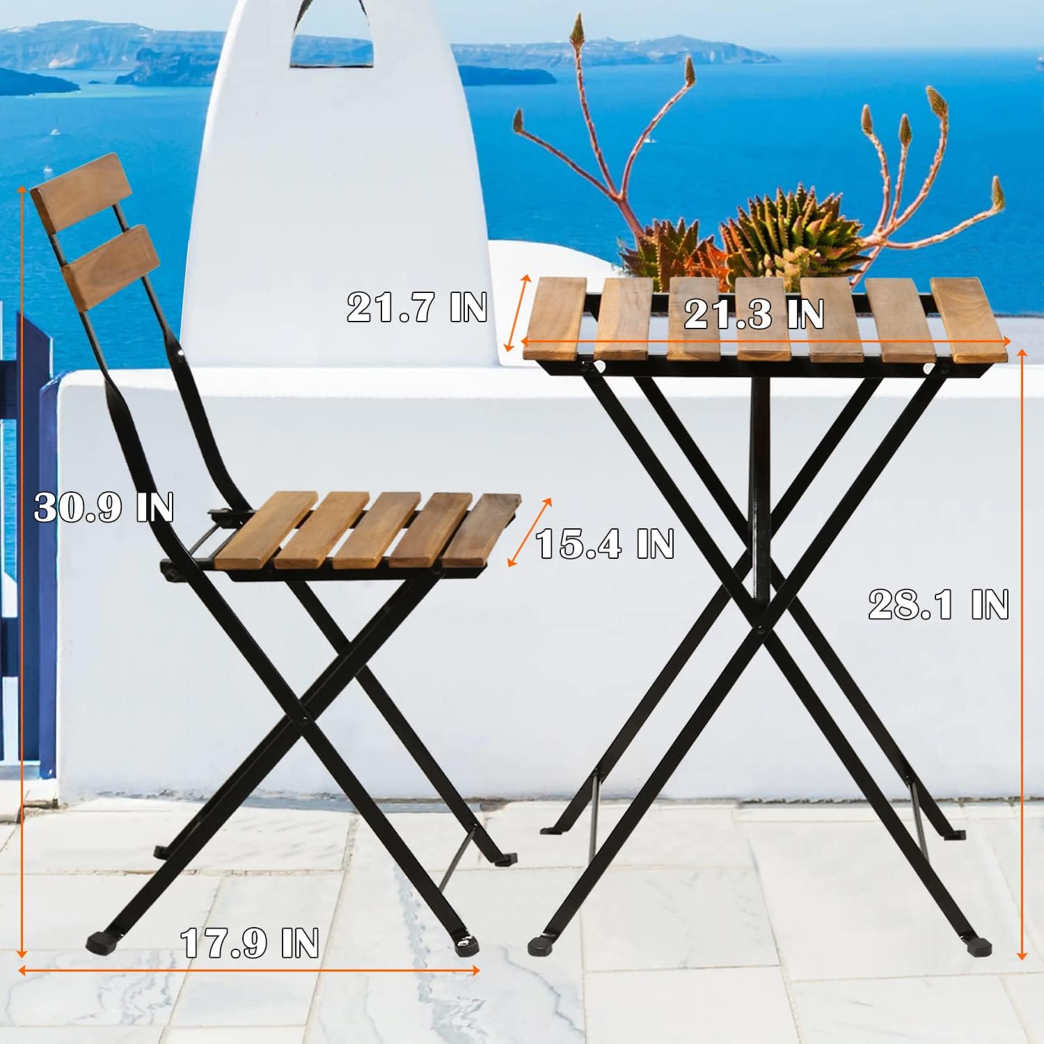 Conjunto de bistró plegable de - Outdoor Furniture Small reseña y precio