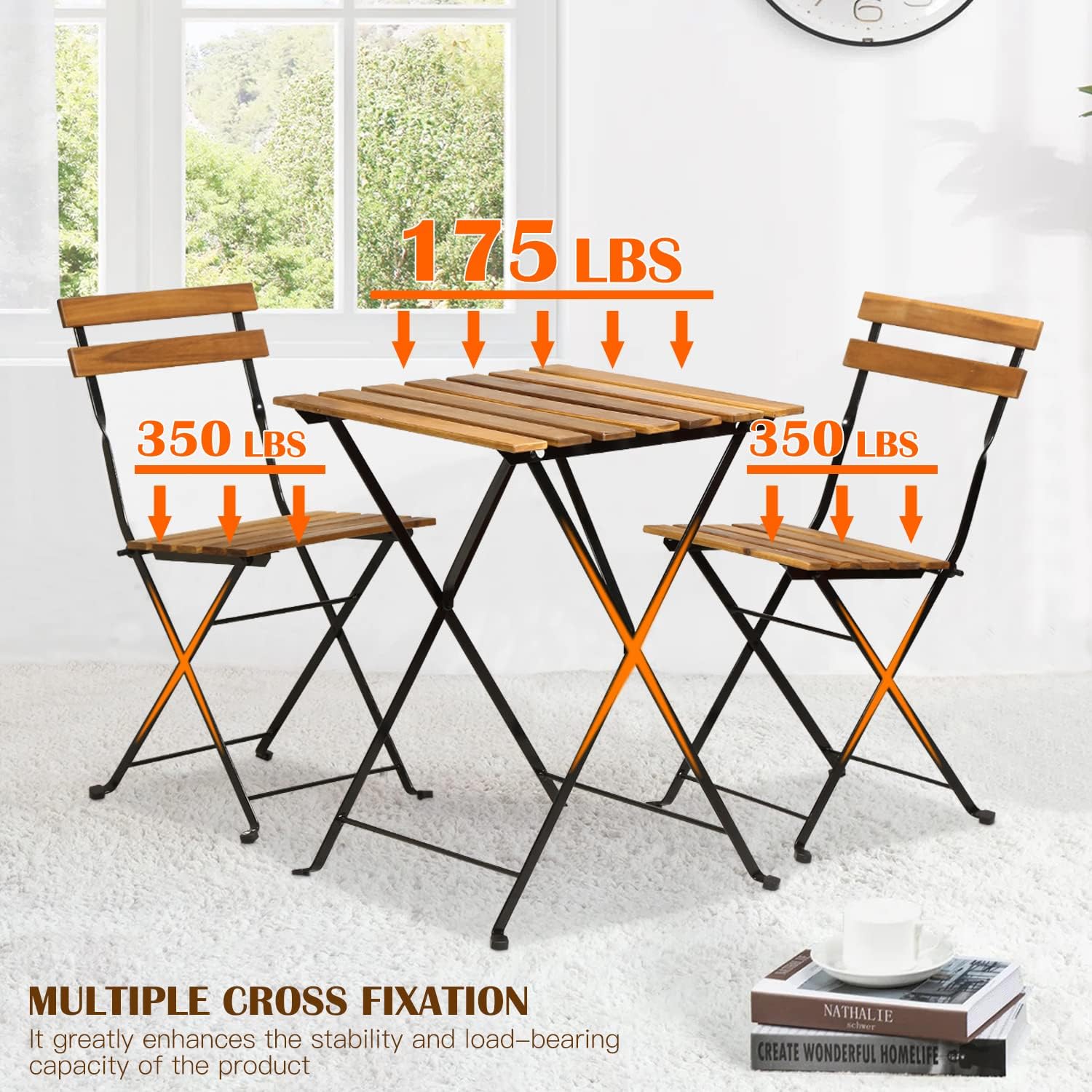 Conjunto de bistró plegable de - Outdoor Furniture Small reseña y precio