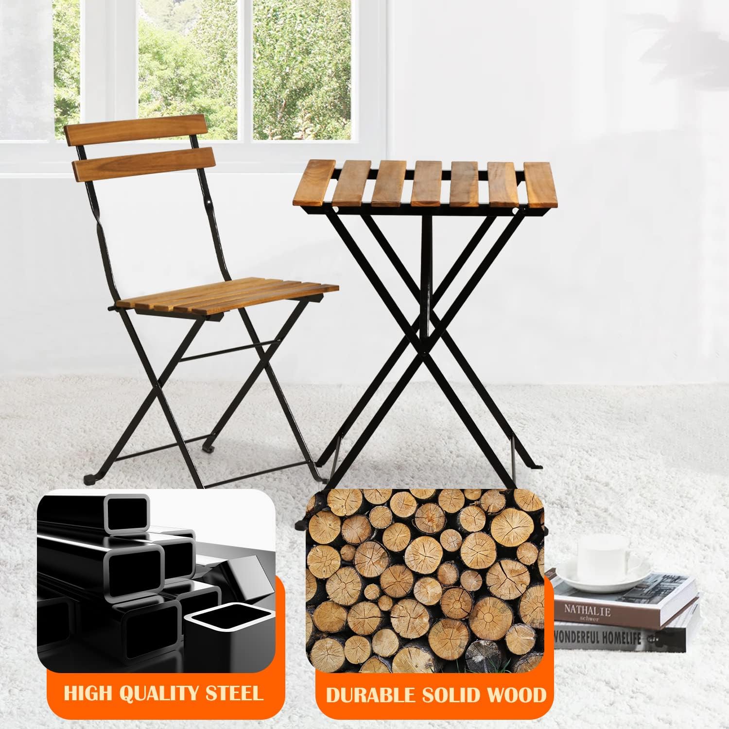 Conjunto de bistró plegable de - Outdoor Furniture Small reseña y precio