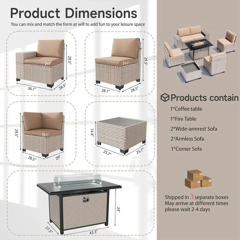 Juego de muebles de patio de 7 - Outdoor Furniture With Fire Pit Table reseña y precio