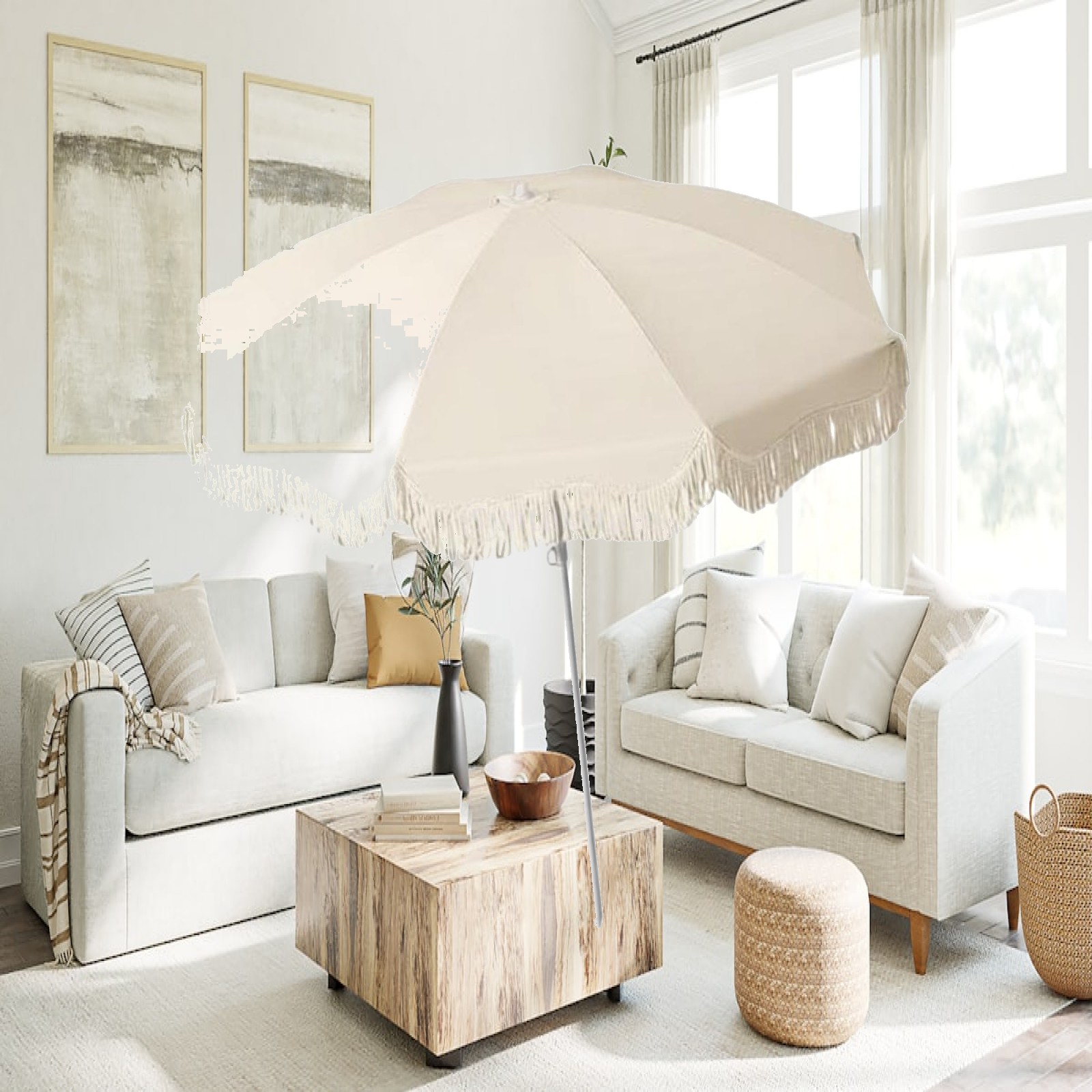 Sombrilla de Patio con Flecos, - Outdoor Furniture Plus reseña y precio