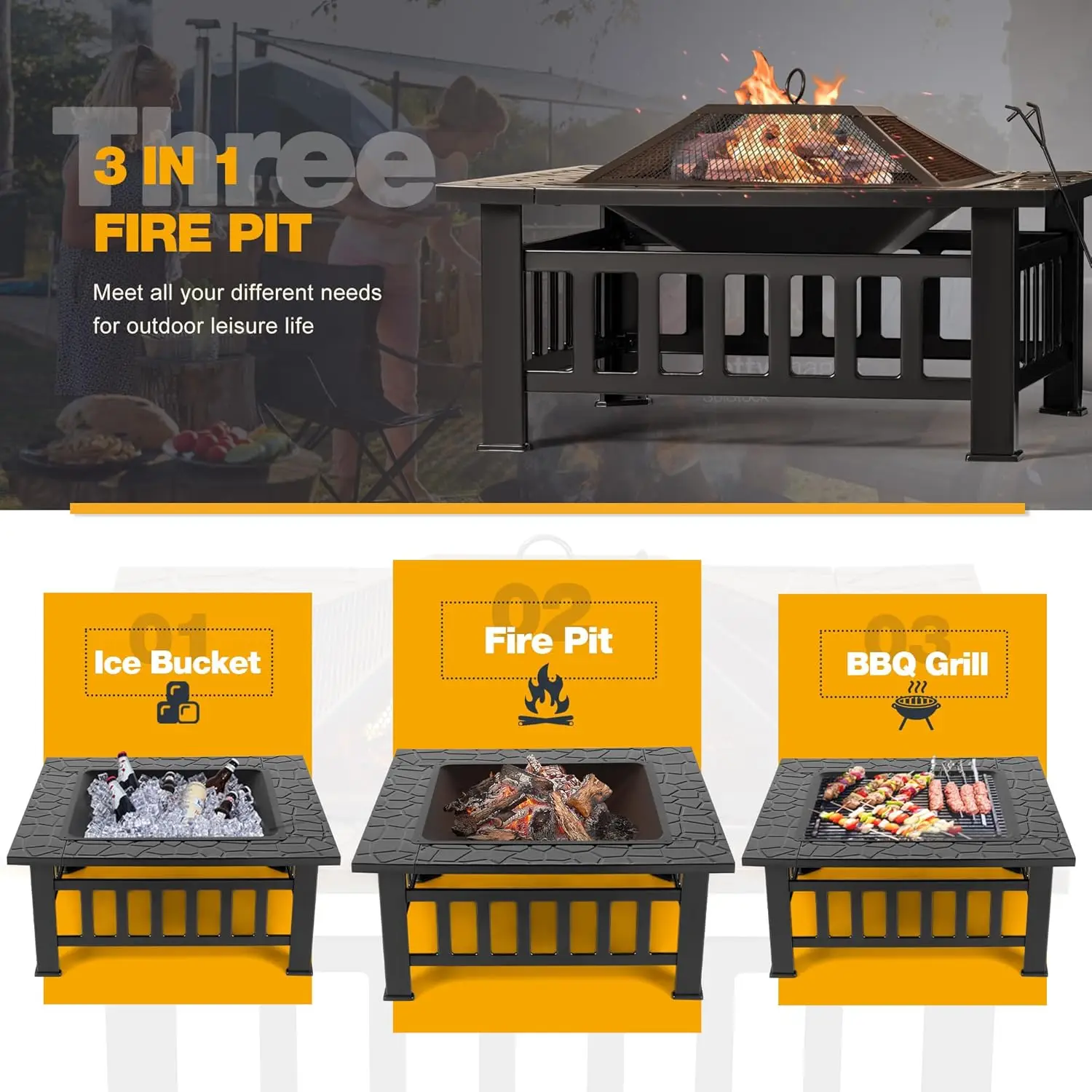Brasero para Exteriores, Mesa  - Outdoor Furniture With Fire Pit Table reseña y precio
