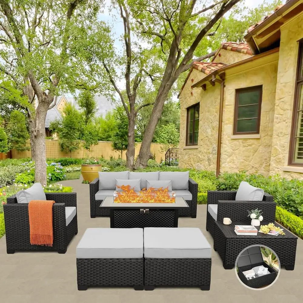Juego de Muebles de Patio para - Outdoor Furniture With Fire Pit Table reseña y precio