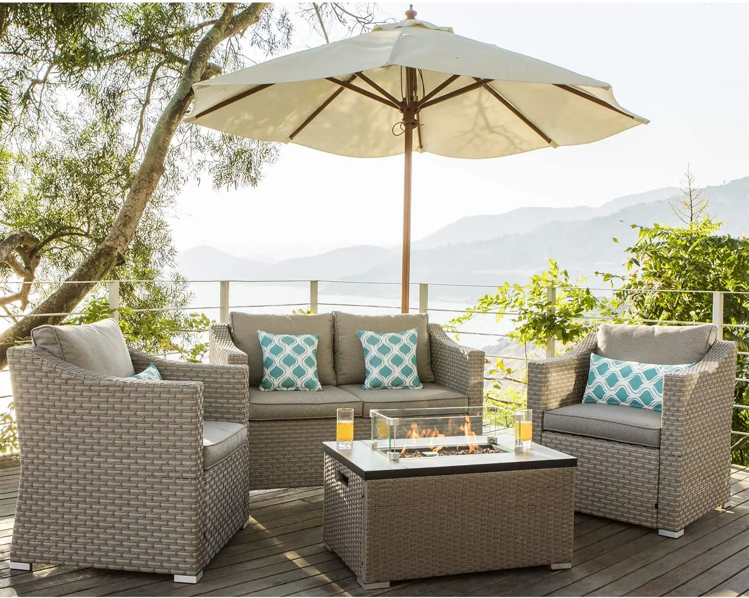 -Muebles de exterior, sofá sec - Outdoor Furniture With Fire Pit Table reseña y precio