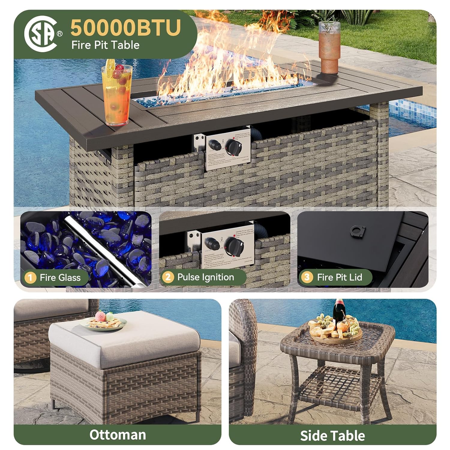 Conjunto de Muebles de Jardín  - Outdoor Furniture With Fire Pit Table reseña y precio