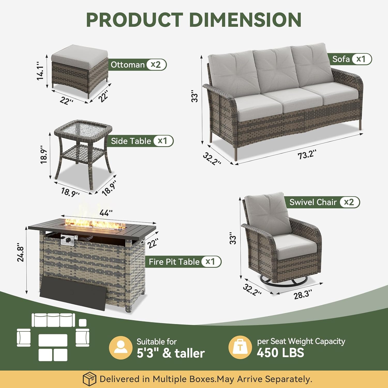 Conjunto de Muebles de Jardín  - Outdoor Furniture With Fire Pit Table reseña y precio