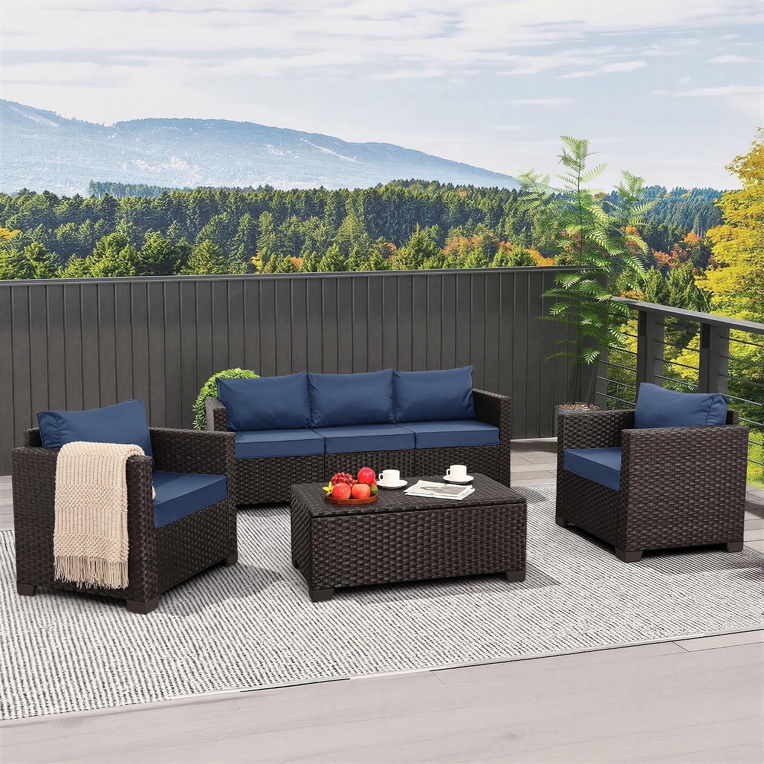 Juego de muebles de patio de 4 - Outdoor Furniture With Fire Pit Table reseña y precio