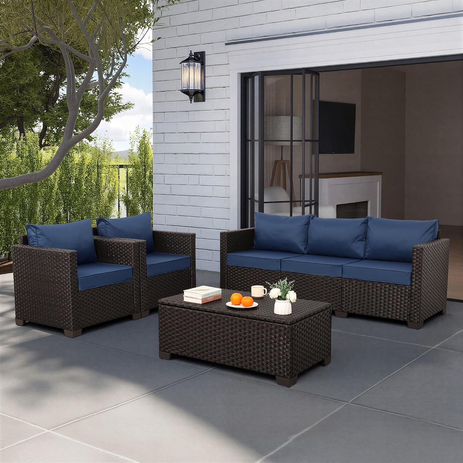 Juego de muebles de patio de 4 - Outdoor Furniture With Fire Pit Table reseña y precio