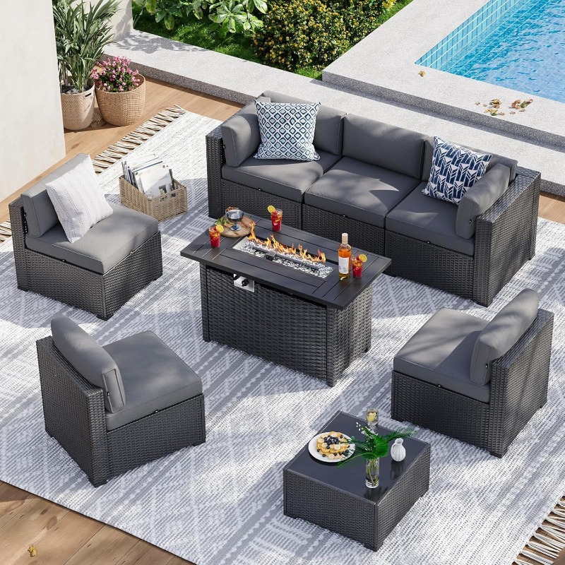 Juego de Muebles de Patio Aoxu - Outdoor Furniture With Fire Pit Table reseña y precio