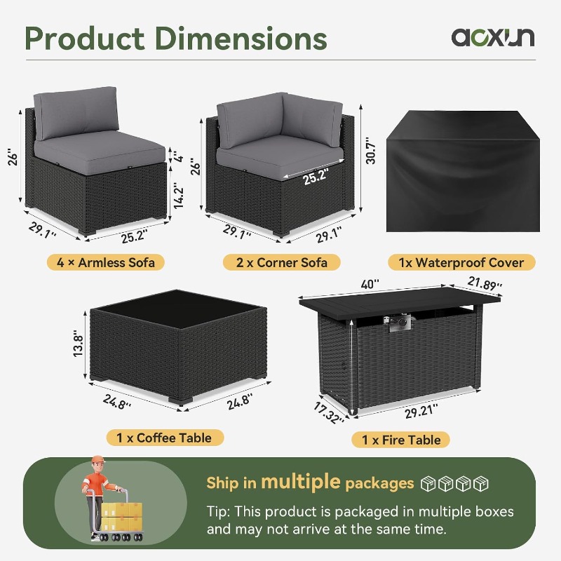 Juego de Muebles de Patio Aoxu - Outdoor Furniture With Fire Pit Table reseña y precio