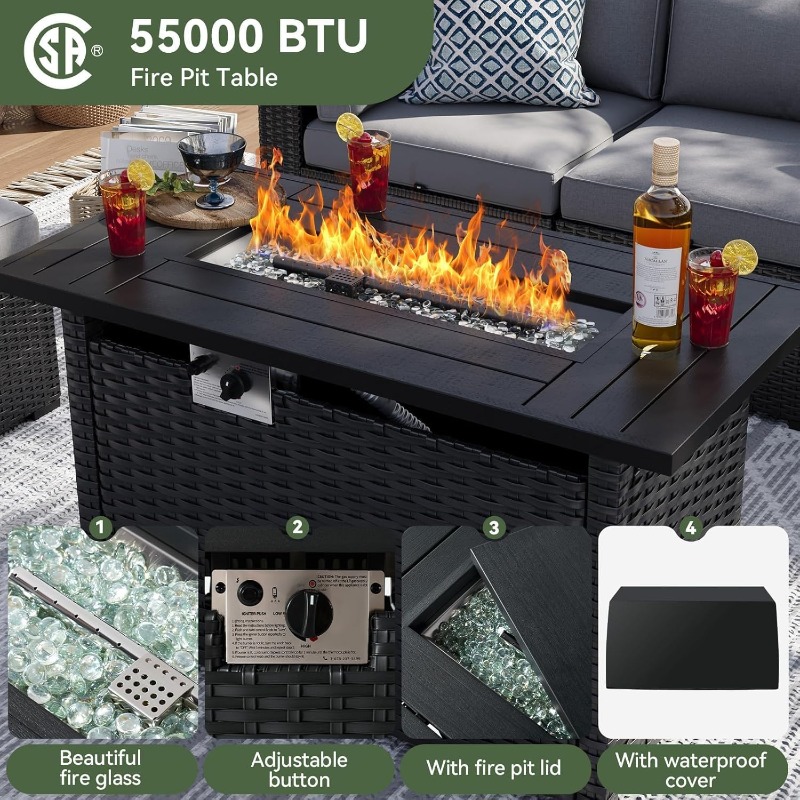 Juego de Muebles de Patio Aoxu - Outdoor Furniture With Fire Pit Table reseña y precio