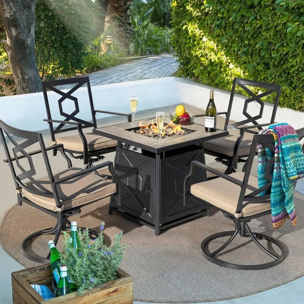 Juego de Muebles de Patio de 5 - Outdoor Furniture With Fire Pit Table reseña y precio